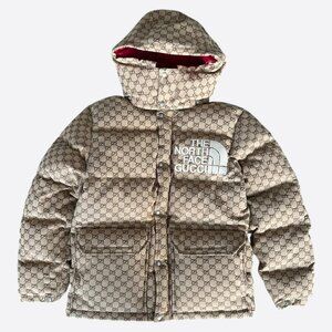 Gucci The North Face Beige GG Monogram Puffer Jacket